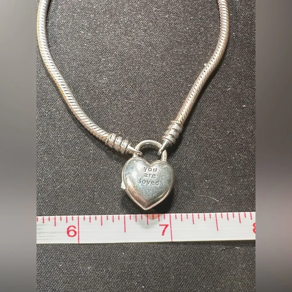 Silver Heart Charm bracelet with Logo
